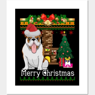 Ugly Christmas Sweater BULLDOG TShirt Funny Dog Posters and Art